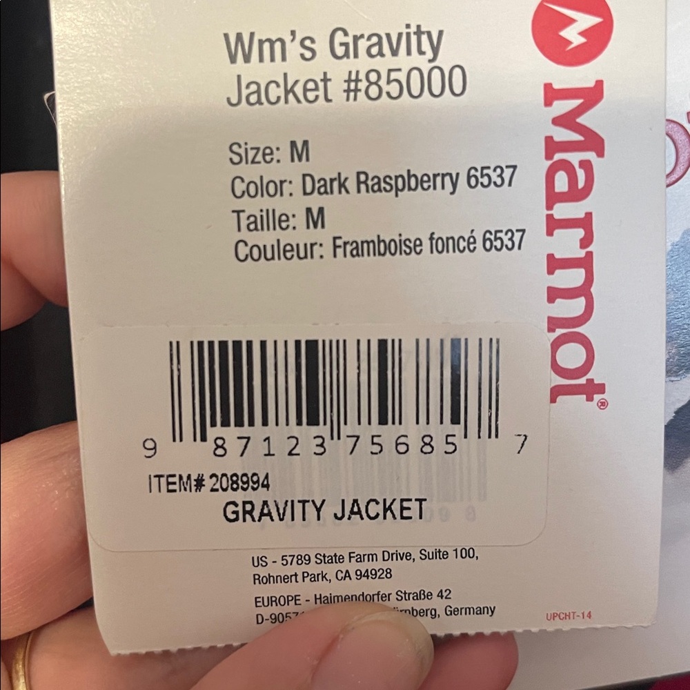 Womens Marmot lightweight shell jacket, red. - Picture 9 of 9